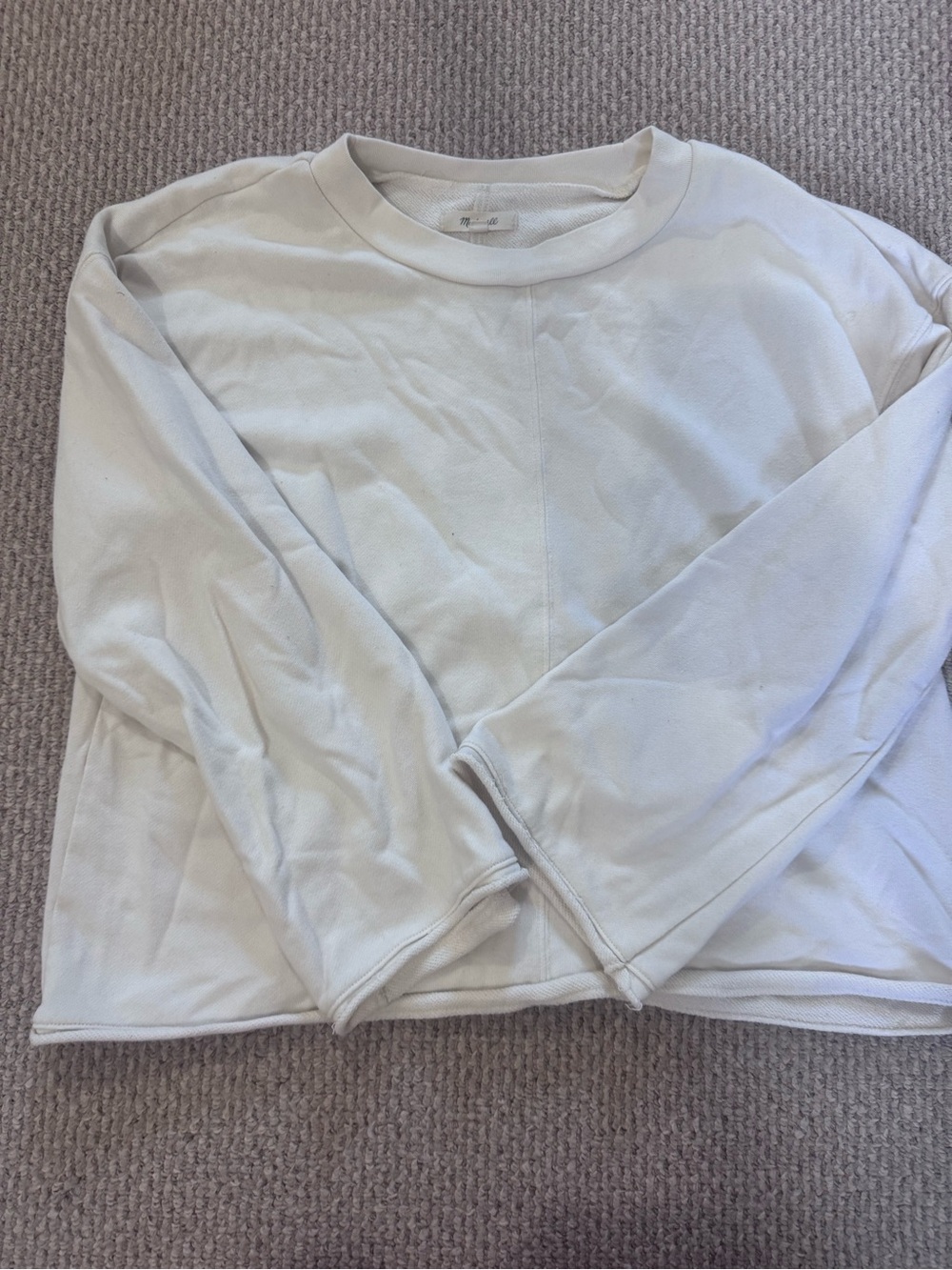 Madewell Cream Boxy Long-Sleeve Crewneck